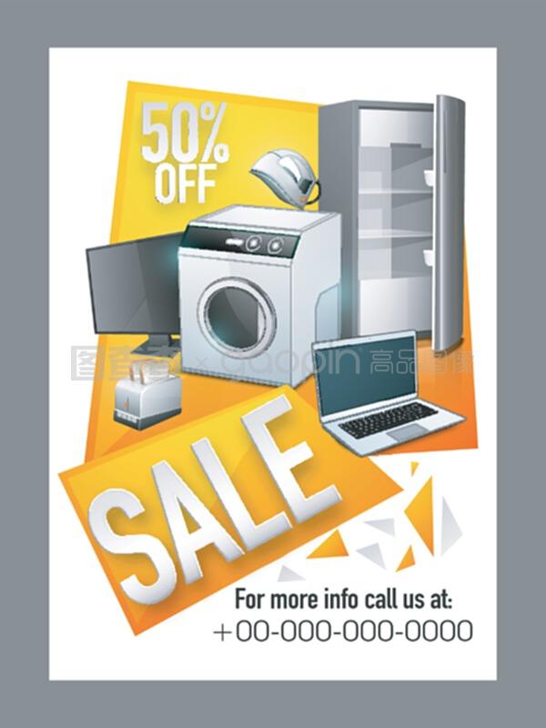 銷售海報、旗幟或電子物品的傳單。